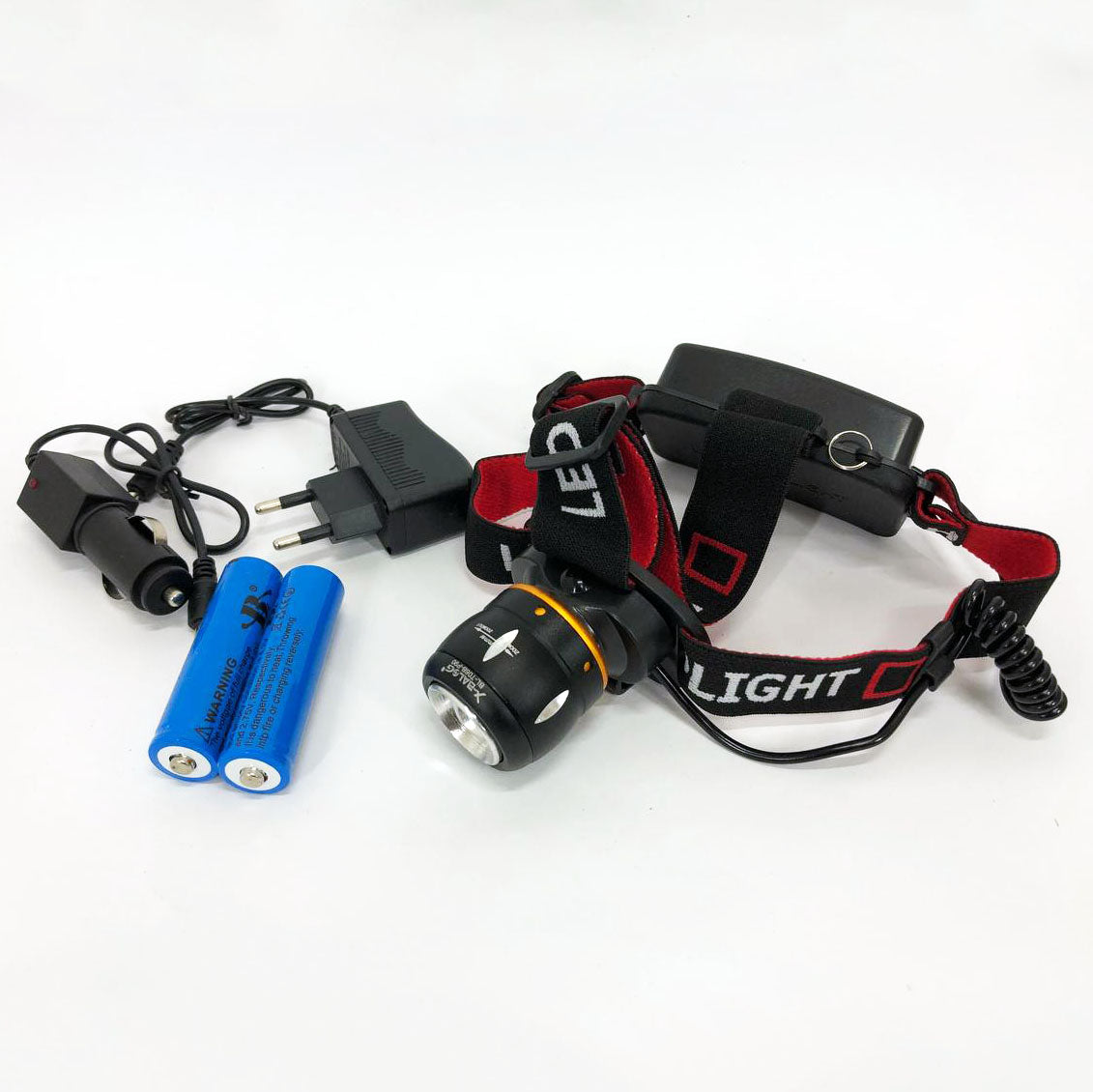 Фонарь налобный светодиодный водонепроницаемый с 2 аккумуляторами Bailong BL-T06B-P90, головной фонарик