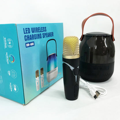 Портативная колонка XM-A68 с RGB подсветкой и микрофоном, Bluetooth микрофон для караоке