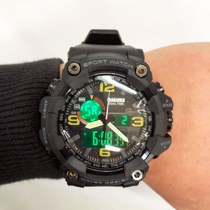 Часы наручные мужские SKMEI 1520BK BLACK, армейские часы противоударные. Цвет: черный