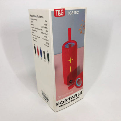 Портативная Bluetooth колонка TG619C FM-радио USB/TF с ремешком, Блютуз колонка с подсветкой. Цвет: серый