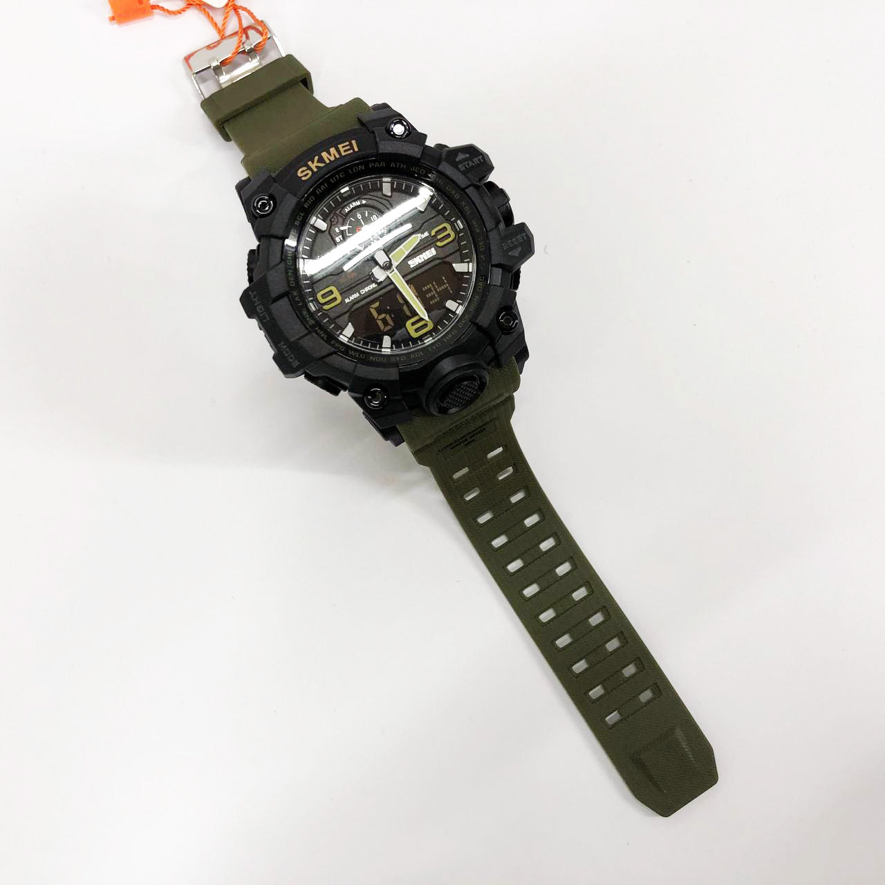 Часы наручные мужские SKMEI 1586AG ARMY GREEN, мужские армейские водостойкие тактические. Цвет: зеленый