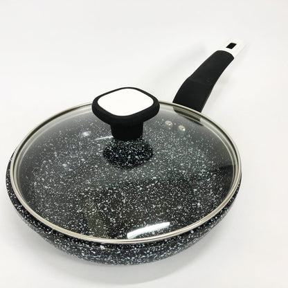 Сковорода с крышкой 20 см светлый гранит UNIQUE UN-5113 | Антипригарная сковорода | Гранитная сковорода