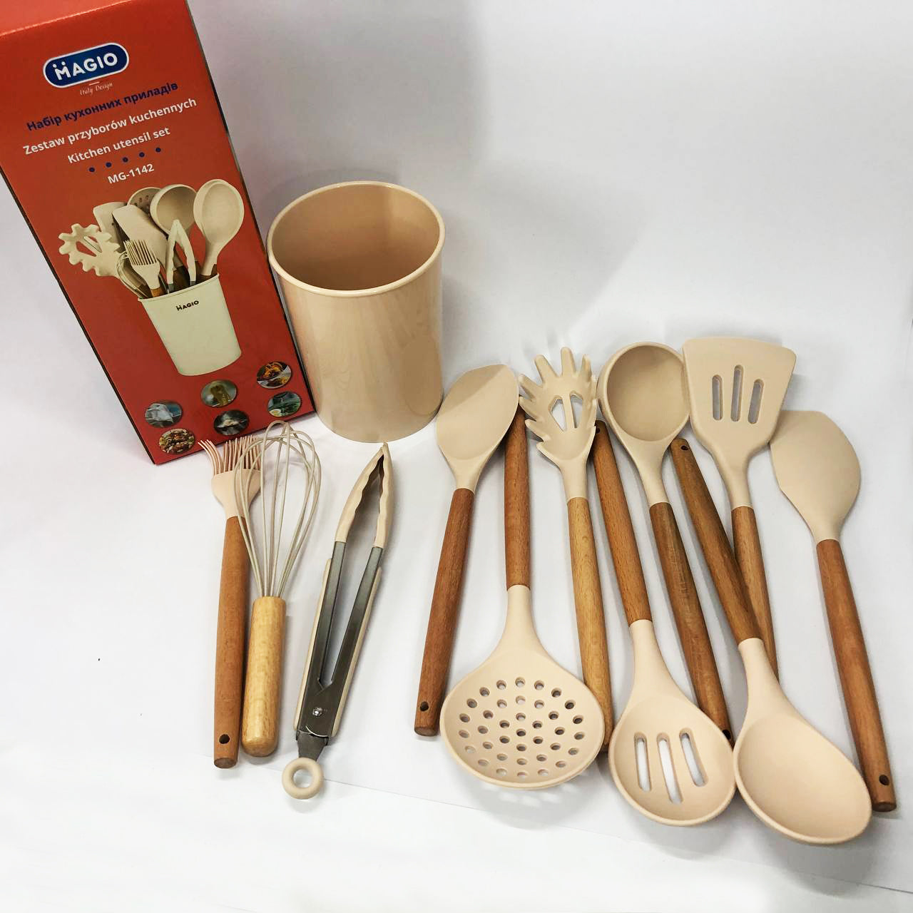 Набор силиконовых кухонных принадлежностей Magio MG-1142 набор ложек лопаток 11 предметов
