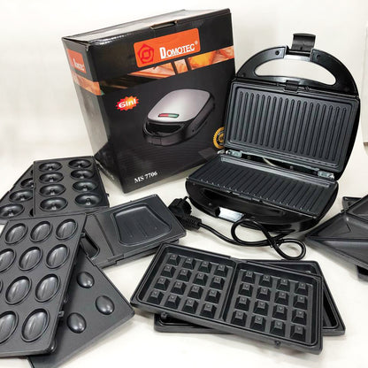 Мультипекарь 6в1 со съемными формами Domotec MS-7706, сендвичница 4в1, домашний гриль для шаурмы