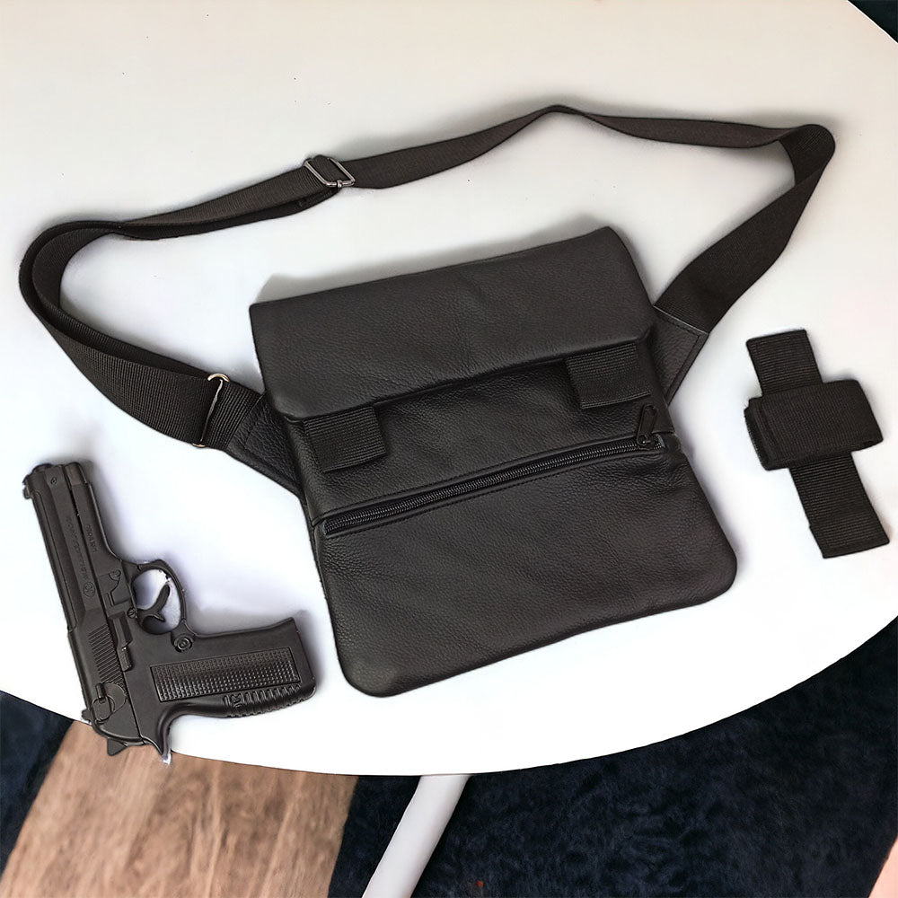 Набор 2В1. Кожаная сумка с кобурой + фонарик профессиональный POLICE BL-X71-P50