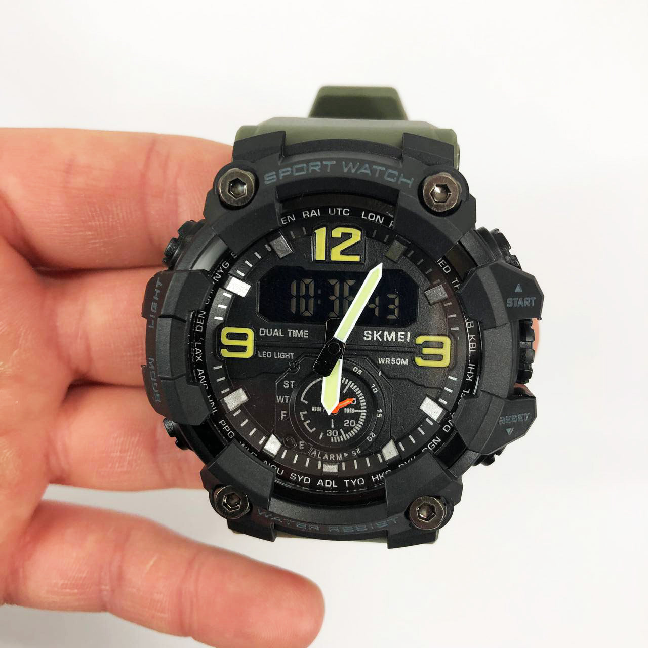 Часы наручные мужские SKMEI 1965AG ARMY GREEN, Часы армейские оригинал, Часы спортивные. Цвет: зеленый