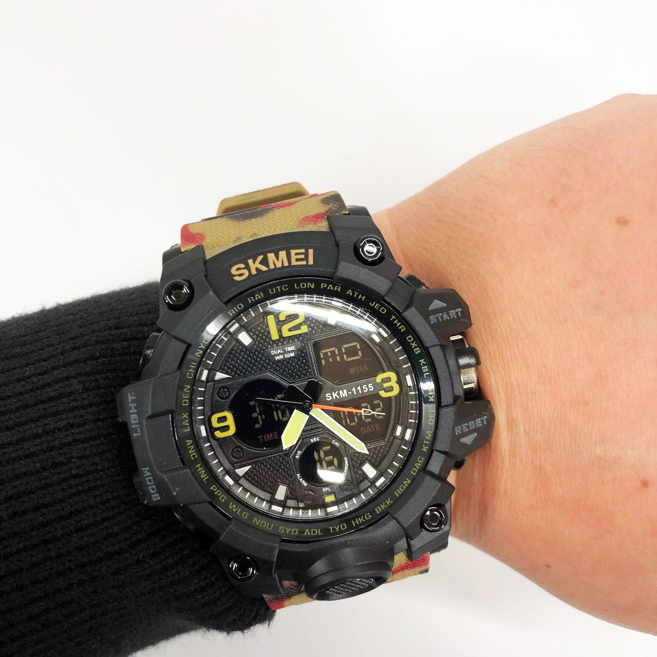 Часы наручные мужские SKMEI 1155BAG RED CAMO, брендовые мужские часы. Цвет: красный камуфляж