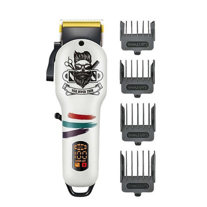 Машинка для стрижки волос и бороды профессиональная VGR V-699 B с насадками и LED дисплеем. Цвет: белый