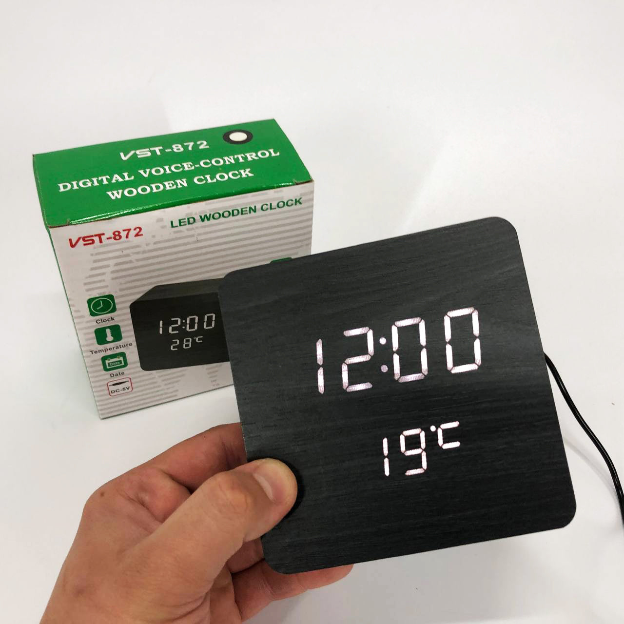 Электронные часы с термометром и функцией активация по звуку VST-872-6, Настольные часы с подсветкой