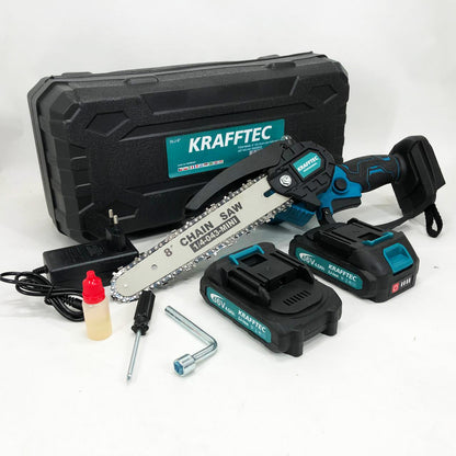 Аккумуляторная цепная мини пила 20 см в кейсе Krafftec (36V 4 Ач) + 2 аккумулятор и индикатором заряда
