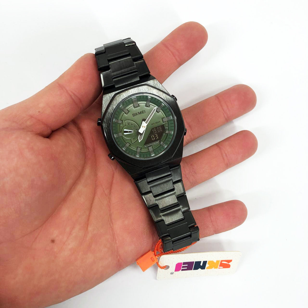 Часы наручные мужские SKMEI 1816BKGNBK, стильные классические мужские часы, фирменные спортивные часы