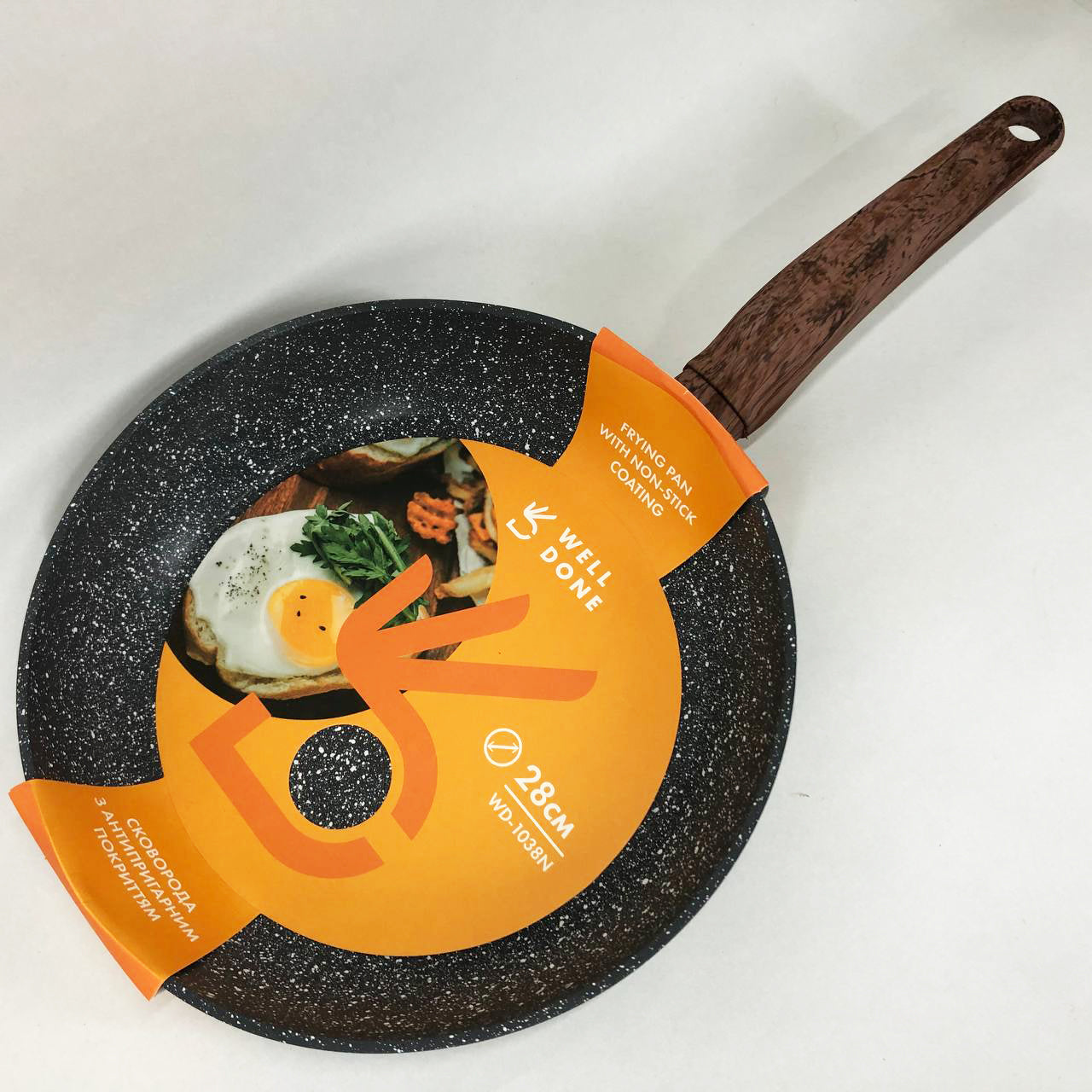 Сковорода Well Done WD-1038N с покрытием Marble Stone 28 см, сковорода с индукционным дном