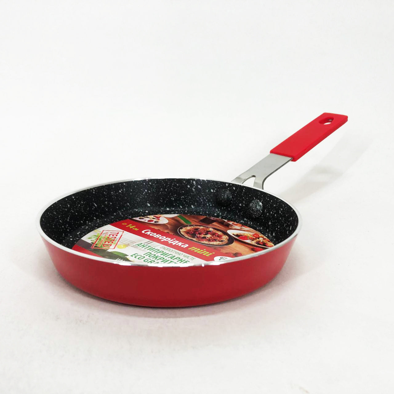 Сковорода Con Brio CB-1414, 14см, Мини, Eco Granite, сковорода качественная на плиту. Цвет: красный