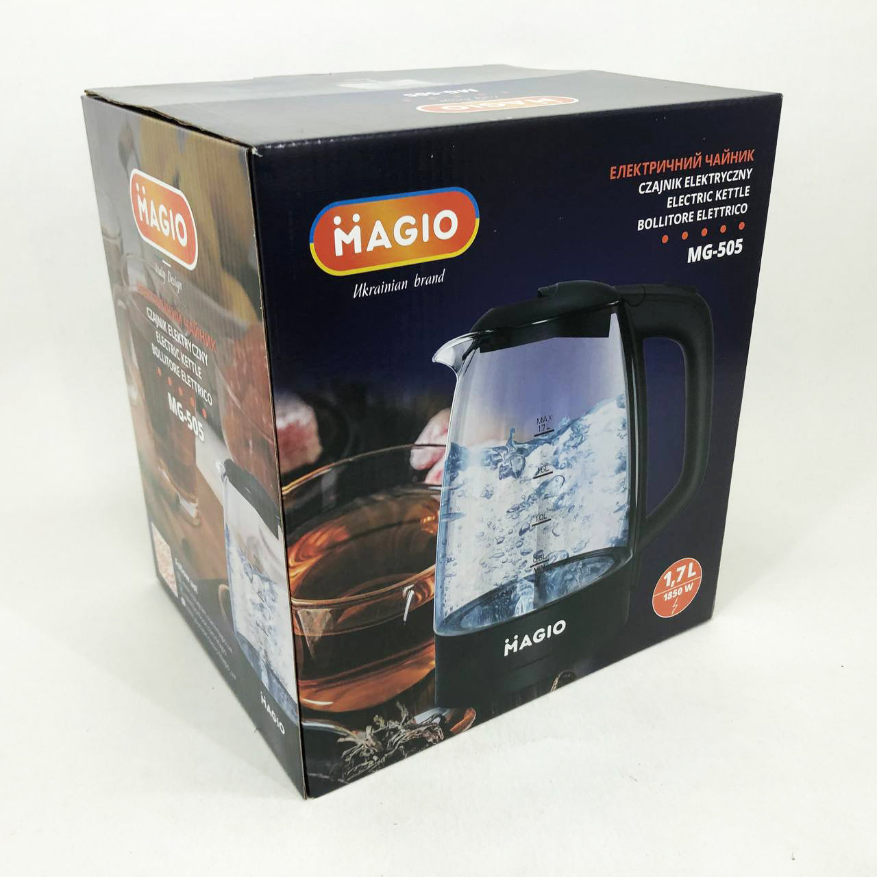 Электрочайник Magio MG-505, чайник прозрачный с подсветкой, стильный электрический чайник