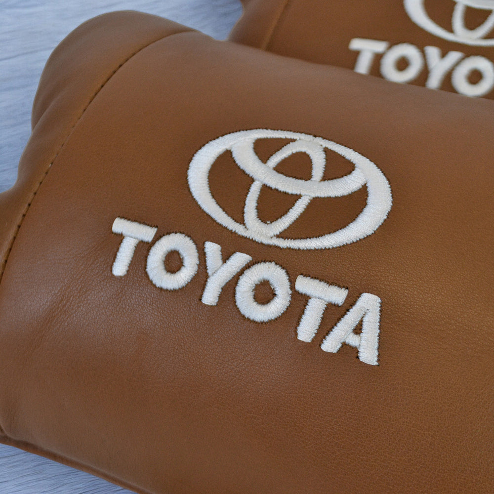 Набор кожаных подушек 2шт на подголовник Toyota. Комфортные ортопедические подушки, Toyota