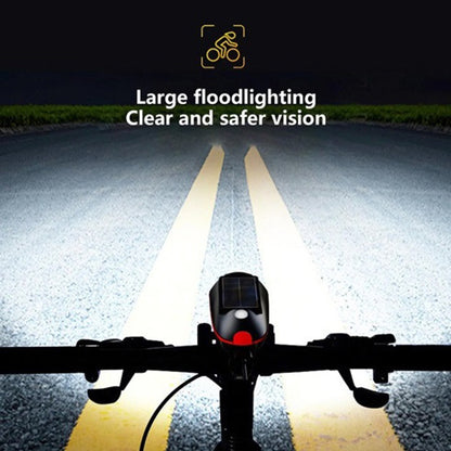 Велосипедный фонарь 7599 с звонком на солнечной батарее, АКБ Li-Ion, водонепроницаемый аккумуляторный