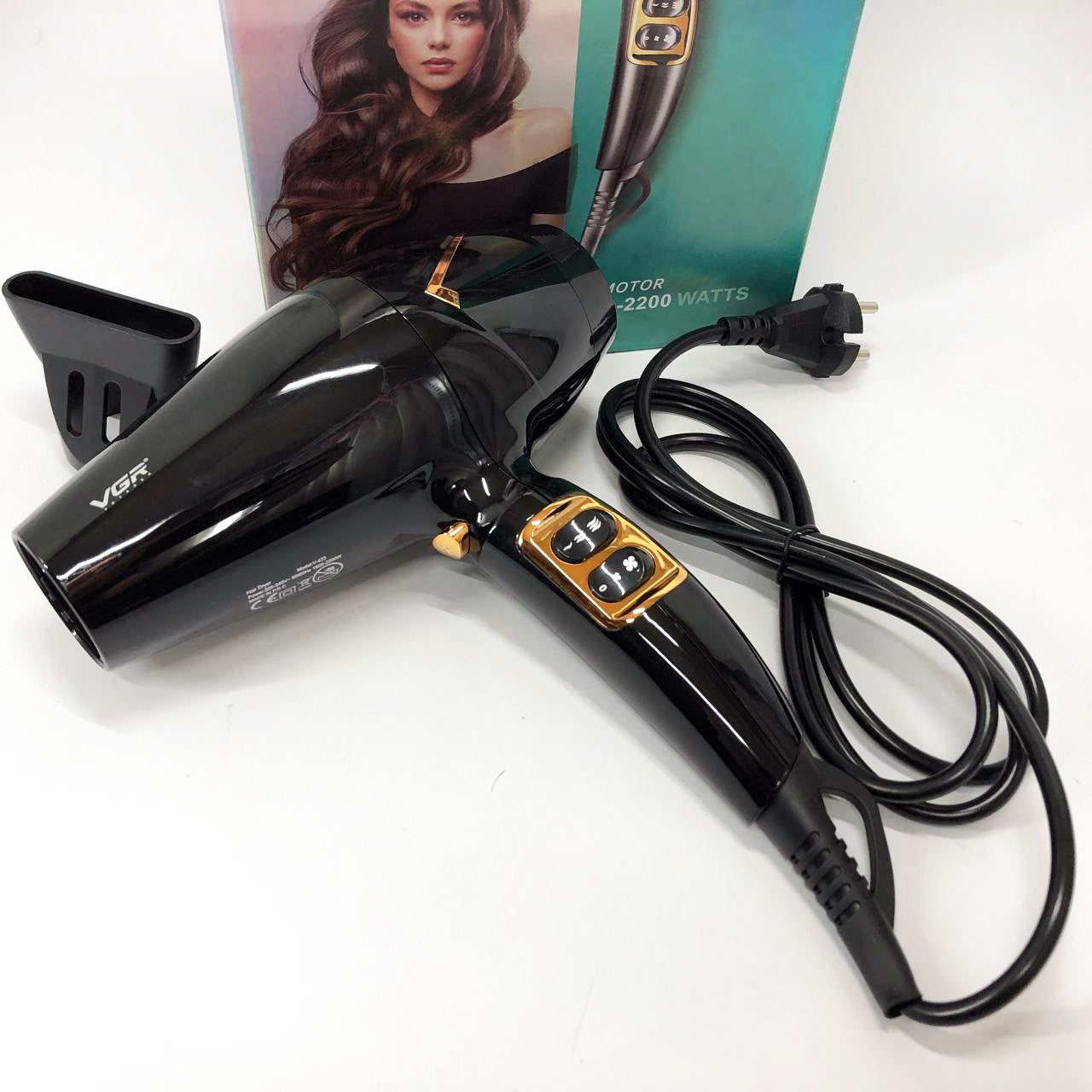 Мощный электрический профессиональный фен для волос VGR V-423 1800-2200W, Женский фен для волос