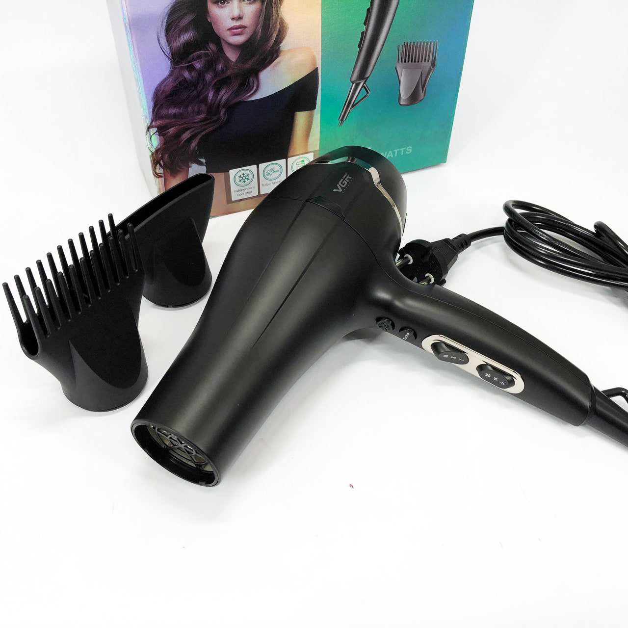 Професійний фен VGR V-450 для сушіння укладання волосся 2400 Вт режим Turbo, Повітряний стайлер для волосся