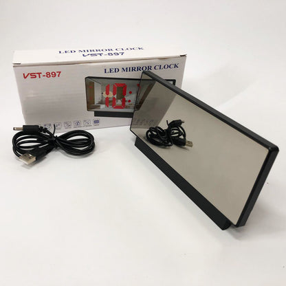 Часы сетевые настольные VST-897-5 (синяя подсветка, температура, от USB кабеля), Настольные LED часы