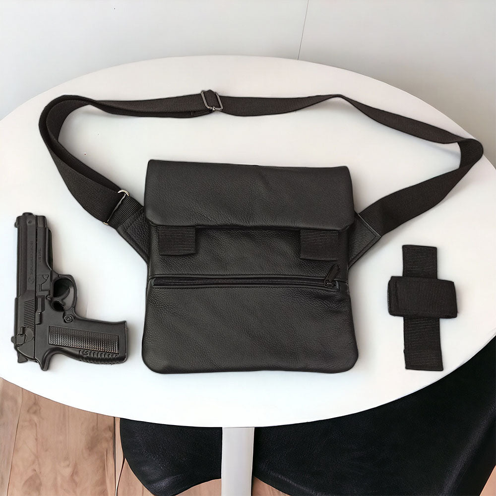 Набор 2В1. Кожаная сумка с кобурой + фонарик профессиональный POLICE BL-X71-P50