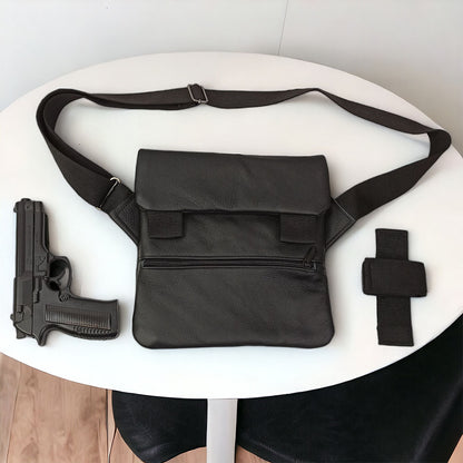 Набор 2В1. Кожаная сумка с кобурой + фонарик профессиональный POLICE BL-X71-P50