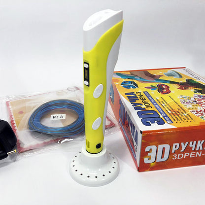 3D ручка Smart 3D Pen 2 c LCD дисплеем,  Детская электро ручка для фигурок из пластика. Цвет: желтый