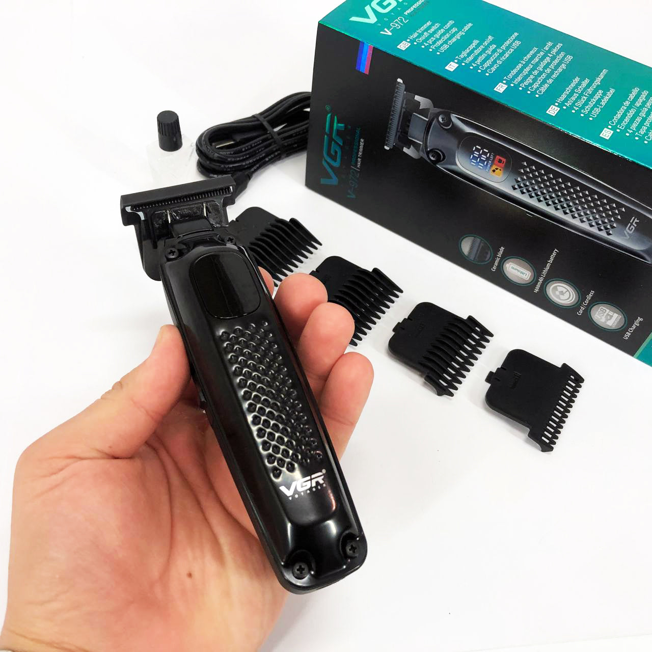 Машинка для стрижки волос триммер VGR V-972 профессиональная с насадками аккумуляторная USB