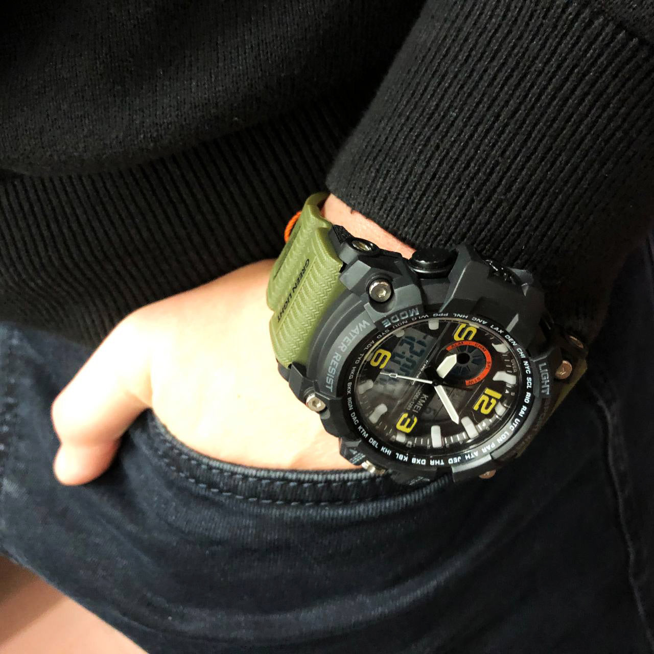 Часы наручные мужские SKMEI 1283AG ARMY GREEN, армейские часы противоударные. Цвет: зеленый