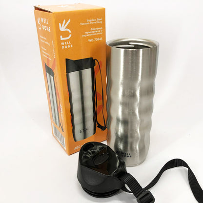Термокружка Well Done WD-7084S вакуумная 480 мл, Качественный термос для дома, Термос для напитков