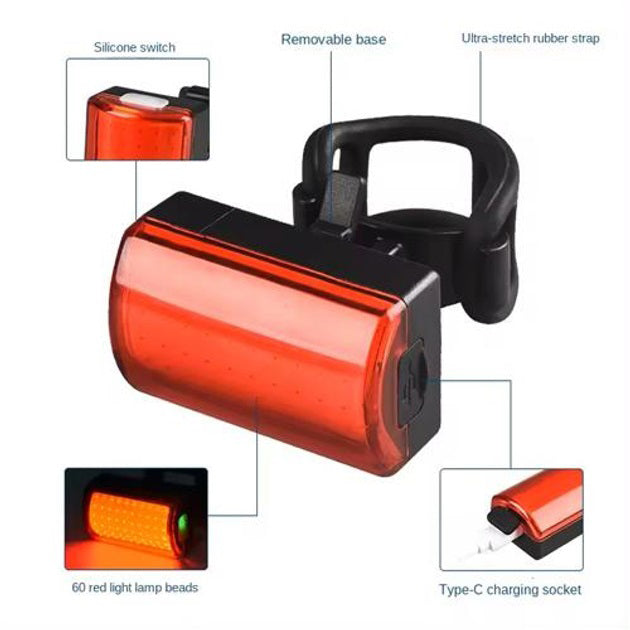 Велофонарь MY-2105-60LED, Велосипедный фонарь с функцией мигалки, Световые сигналы для велосипеда