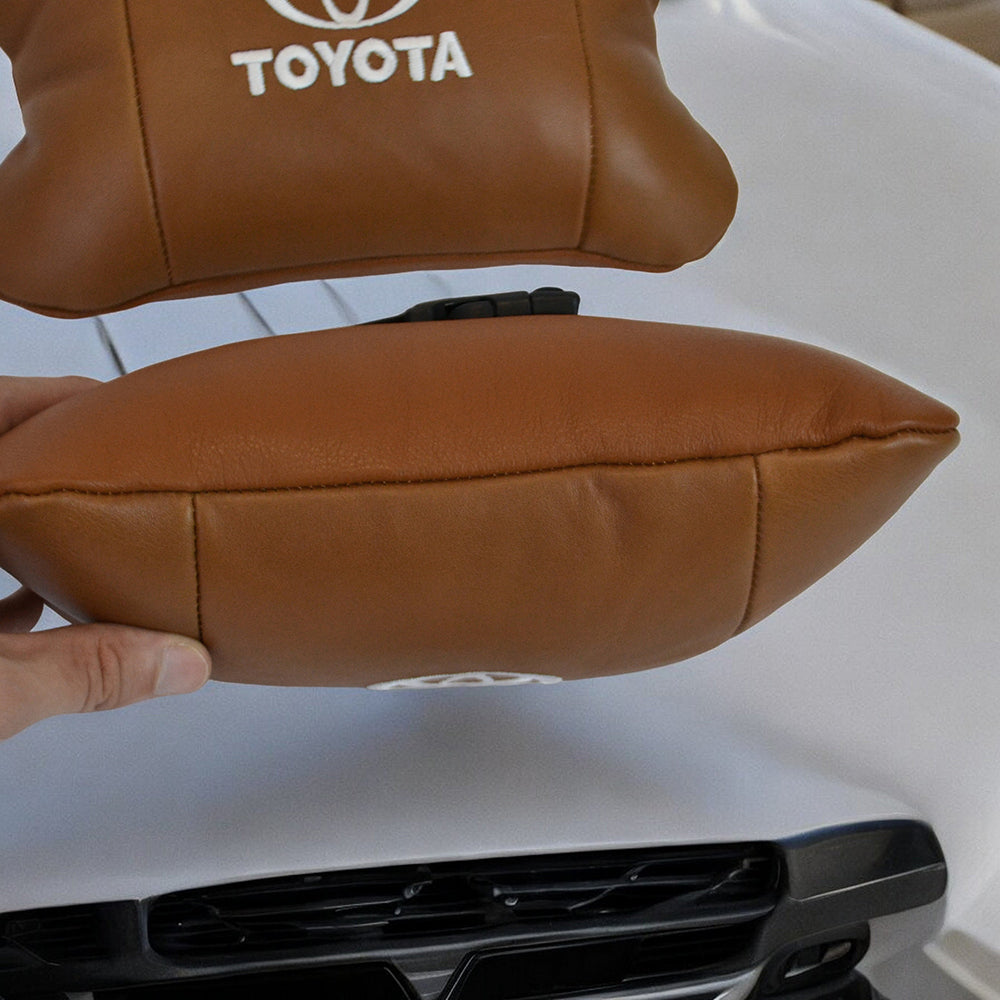Набор кожаных подушек 2шт на подголовник Toyota. Комфортные ортопедические подушки, Toyota
