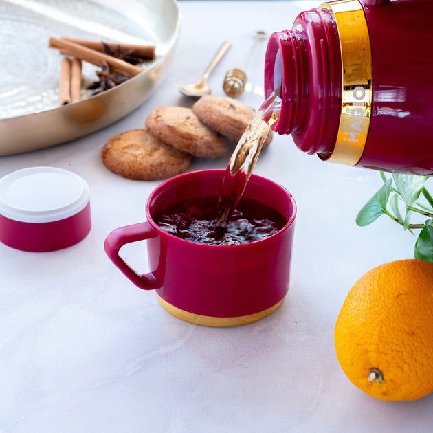 Термос Magio MG-1050R со стеклянной колбой, Термос для питьевой воды, Термос из нержавейки. Цвет: красный