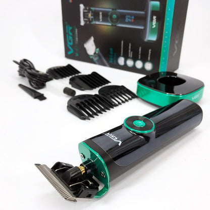 Универсальная машинка триммер для стрижки волос VGR V-671 аккумуляторный с набором насадок и LED дисплеем