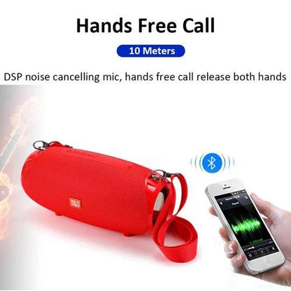 Портативная Bluetooth колонка TG534 SD IPX5 с ремешком, беспроводная колонка мощная. Цвет: красный