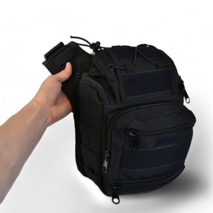 Тактична сумка чорна через плече військова велика нагрудна сумка ВСУ сумка універсальна армійська