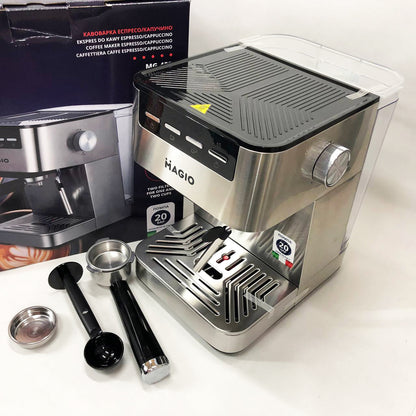 Кофеварка рожковая MAGIO MG-453 960 Вт, кофеварка с возможностью приготовления эспрессо, кофемашина латте