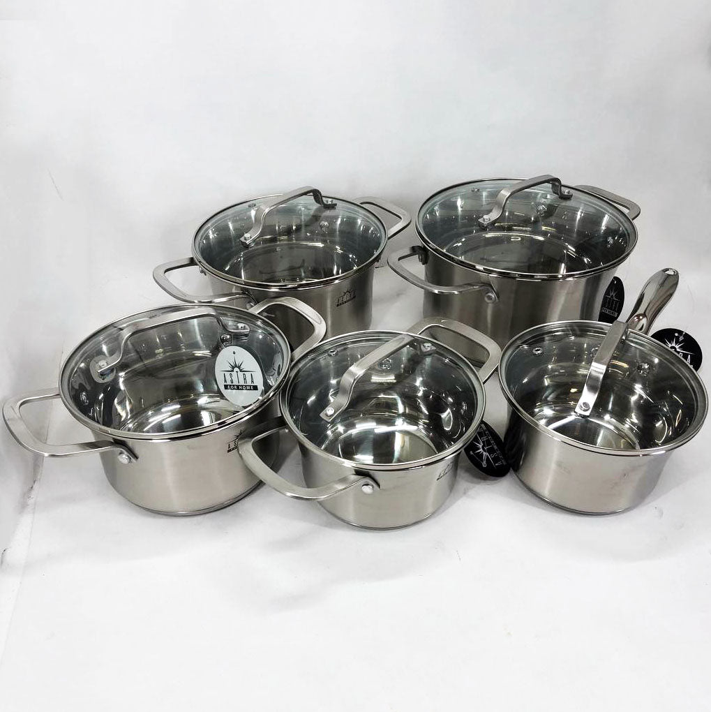 Набор посуды 10 предметов ASTRA A-2310, набор кастрюль для электроплиты, сборный набор кастрюль