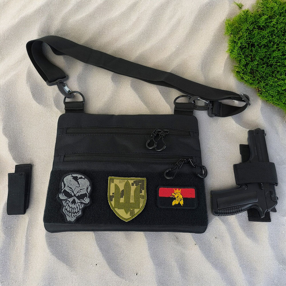 Черная сумка тактическая нагрудная, Сумка через плечо военная, Мужская сумка-слинг тактическая