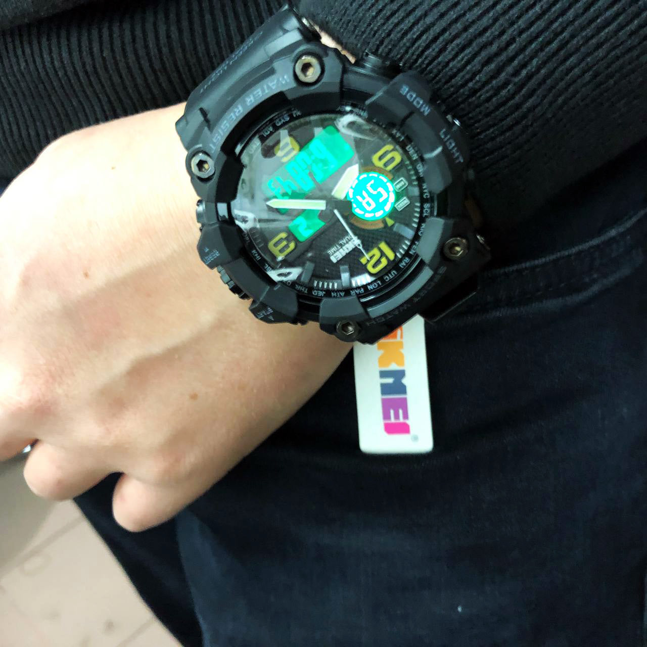 Часы наручные мужские SKMEI 1520BK BLACK, армейские часы противоударные. Цвет: черный