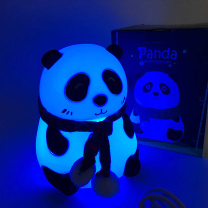 Детский силиконовый ночник светильник Панда 7 цветов, Силиконовый ночник игрушка для детей