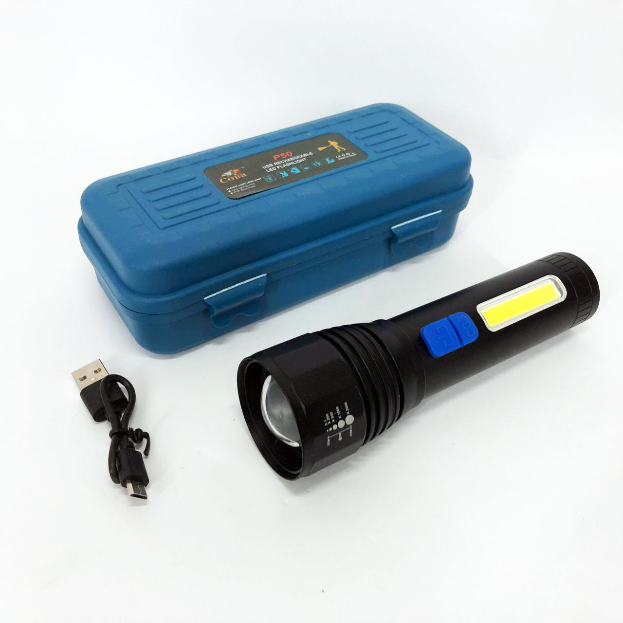 Фонарь ручной аккумуляторный CB-C11-P50-COB, Фонарик светодиодный ручной аккумуляторный портативный