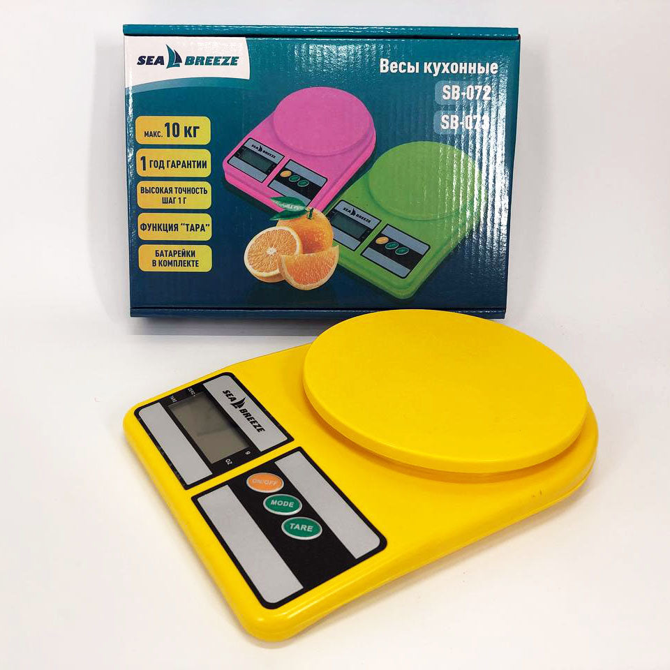 Весы кухонные SeaBreeze SB-071, Электрические кухонные весы, Точные кухонные весы. Цвет: желтый