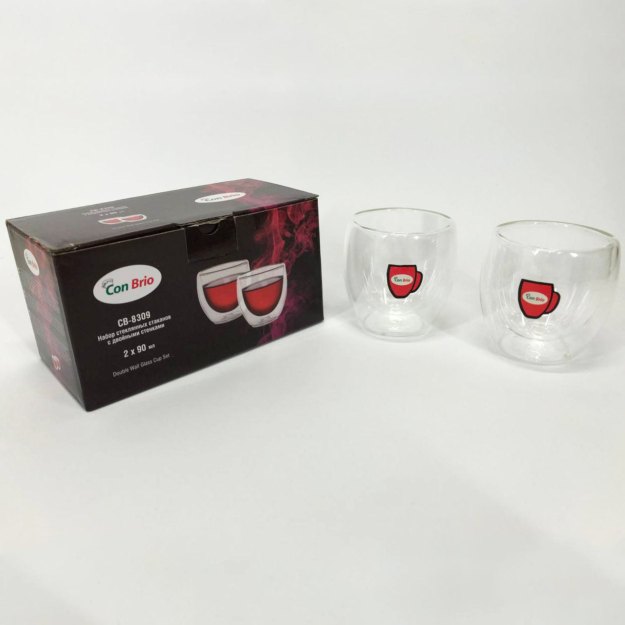 Набір склянок з подвійним дном Con Brio CB-8309-2 90 мл 2 шт. скляні чашки з подвійним дном.