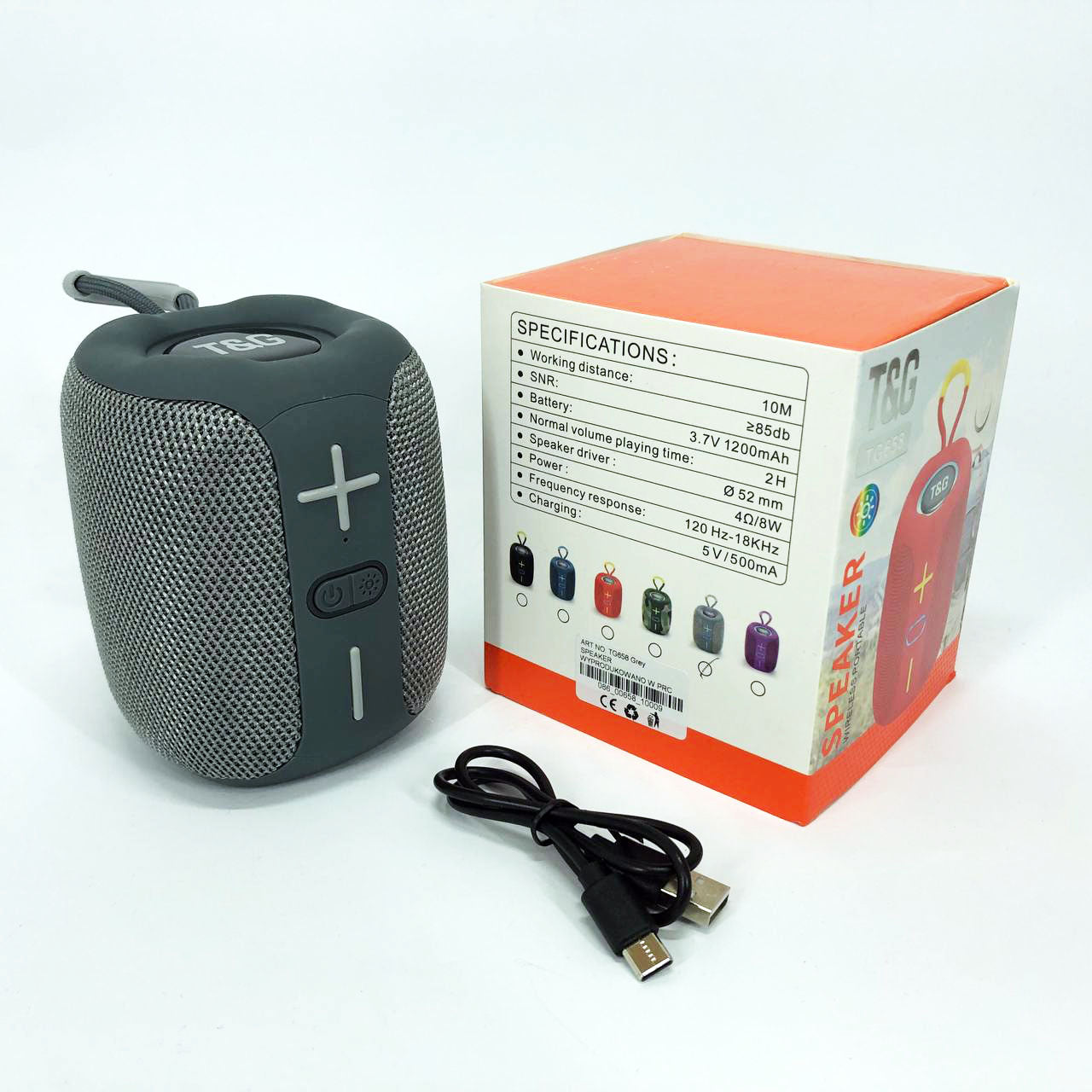Портативная Bluetooth колонка TG658 8W с RGB подсветкой, Музыкальные колонки для улицы. Цвет: серый