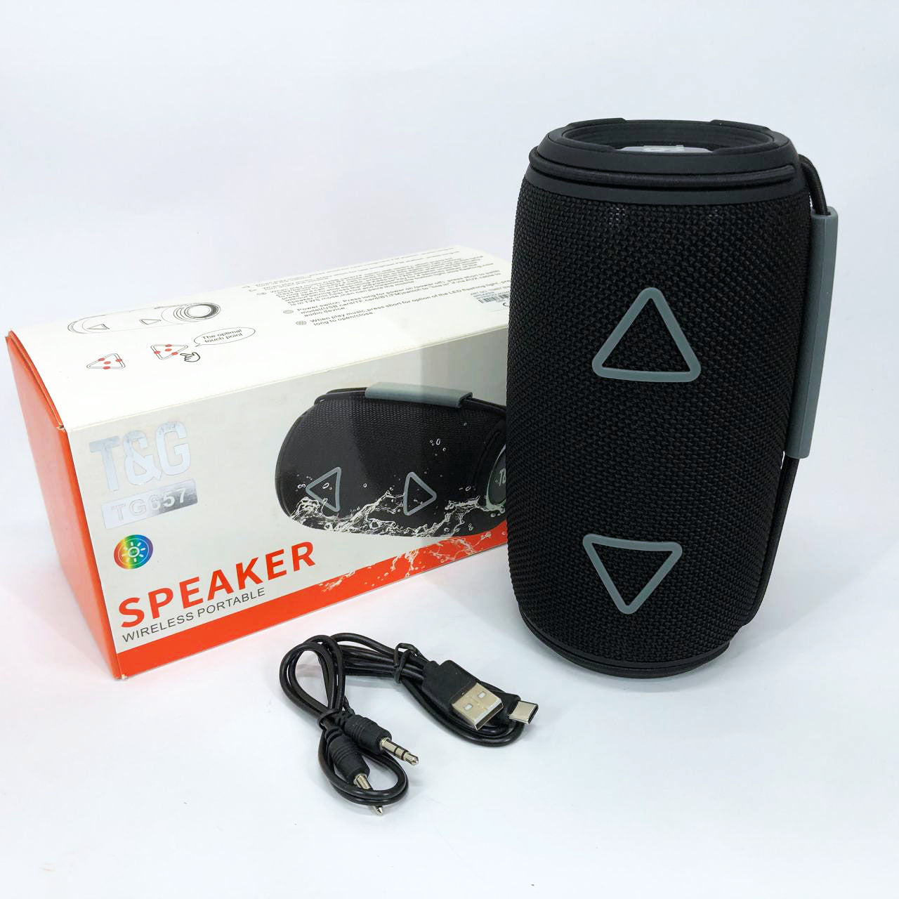 Bluetooth-колонка TG657 с RGB подсветкой 1500 mAh, Bluetooth колонка для хорошей музыки. Цвет: черный