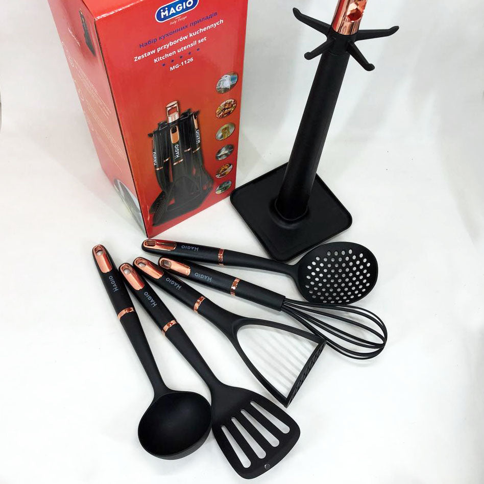 Набор кухонных приборов Magio MG-1126, набор силиконовых приборов для кухни, набор нейлоновых поварешек