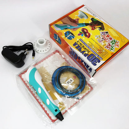 3D ручка Smart 3D Pen 2 c LCD дисплеем, Интересная ручка 3д для детей, Оригинальная. Цвет: голубой