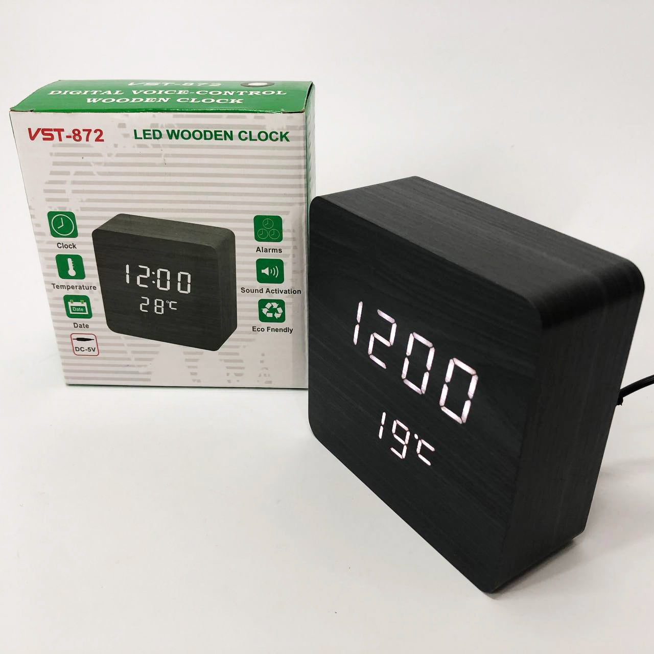 Электронные часы с термометром и функцией активация по звуку VST-872-6, Настольные часы с подсветкой