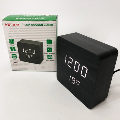 Электронные часы с термометром и функцией активация по звуку VST-872-6, Настольные часы с подсветкой