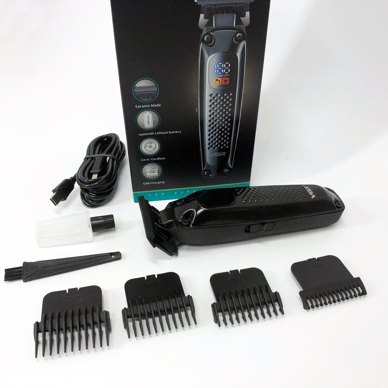 Машинка для стрижки волос триммер VGR V-972 профессиональная с насадками аккумуляторная USB
